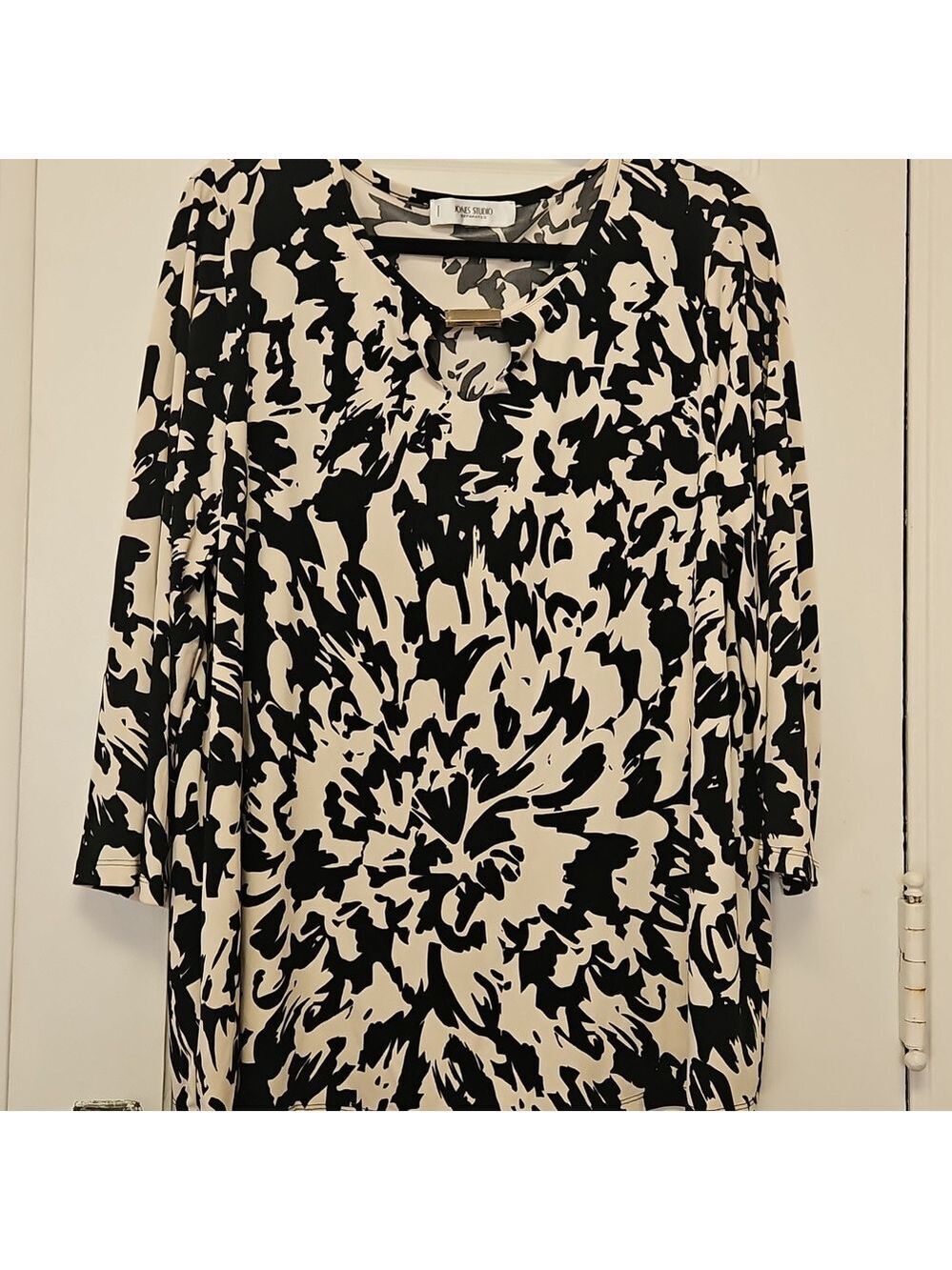 Jones Studio Monochrome Abstract Longsleeve Top 2XL